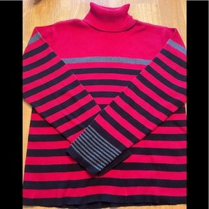 Liz Claiborne LIZSPORT XL Womens Sweater Long Sleeve RED WITH BLACK AND GRAY